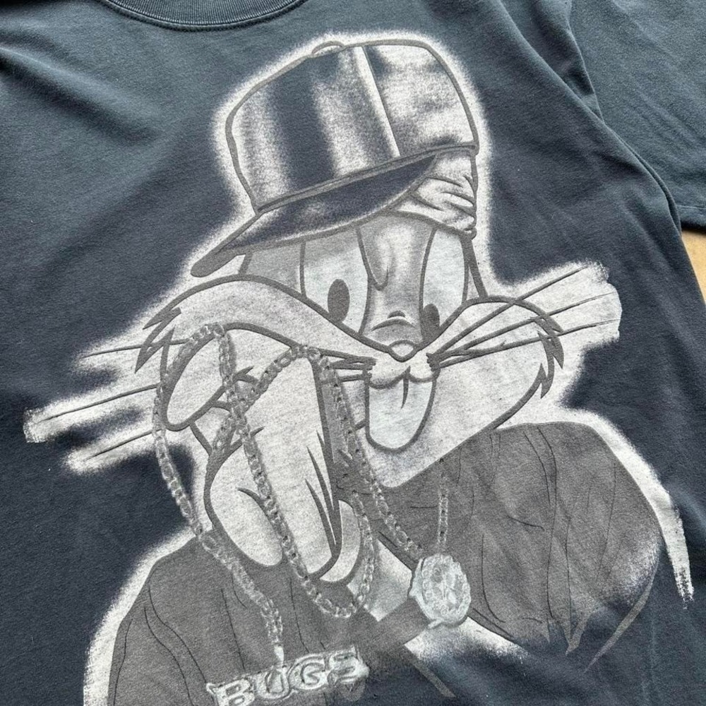 Vintage bugs bunny bling rap t shirt y2k mens size L hip hop rap tee - Picture 2 of 5